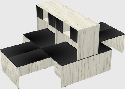 Quad l-shaped office desks