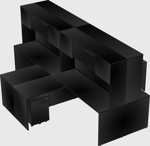 Quad l-shaped office desks