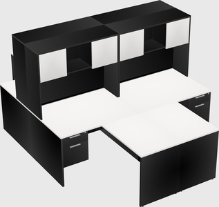 Quad l-shaped office desks