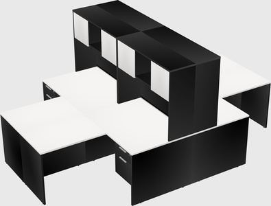 Quad l-shaped office desks