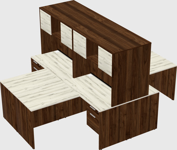 Quad l-shaped office desks
