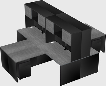 Quad l-shaped office desks