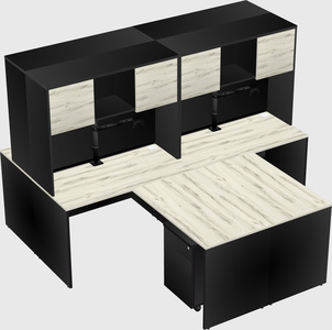 Quad l-shaped office desks