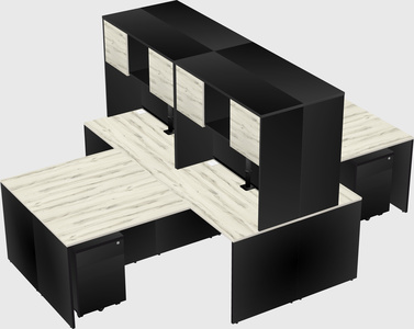 Quad l-shaped office desks
