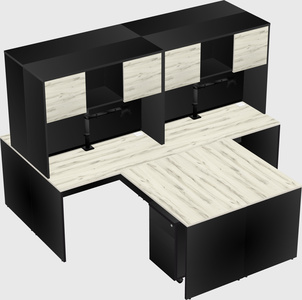 Quad l-shaped office desks