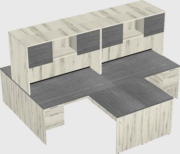Quad l-shaped office desks