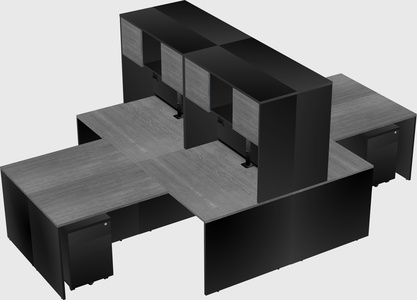 Quad l-shaped office desks