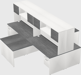 Quad l-shaped office desks