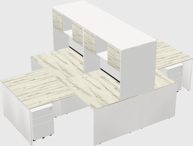 Quad l-shaped office desks