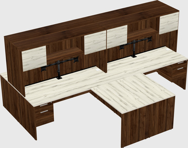 Quad l-shaped office desks