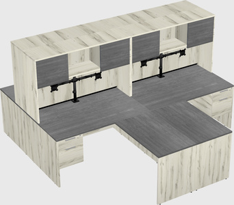 Quad l-shaped office desks