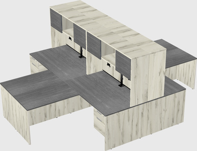 Quad l-shaped office desks