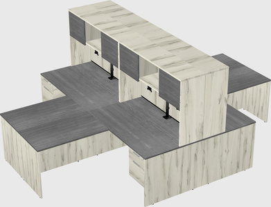 Quad l-shaped office desks