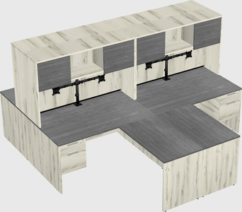 Quad l-shaped office desks
