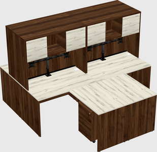 Quad l-shaped office desks