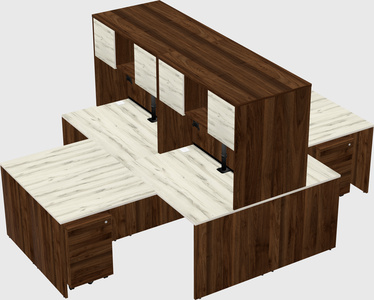 Quad l-shaped office desks