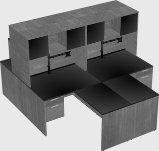 Quad l-shaped office desks