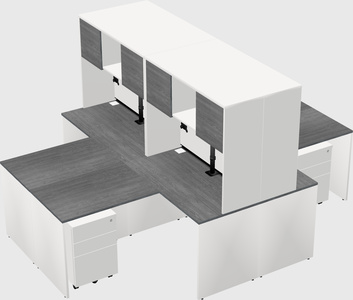 Quad l-shaped office desks