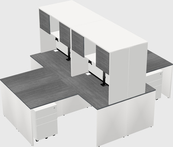Quad l-shaped office desks