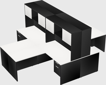 Quad l-shaped office desks