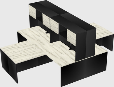 Quad l-shaped office desks