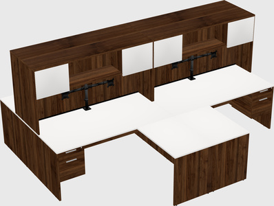 Quad l-shaped office desks