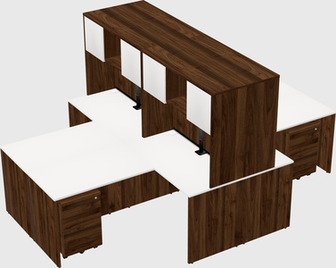 Quad l-shaped office desks