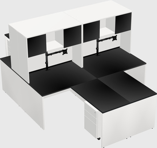 Quad l-shaped office desks