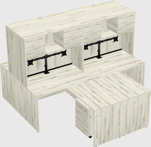 Quad l-shaped office desks