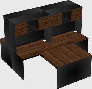 Quad l-shaped office desks