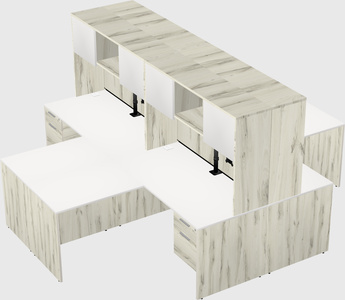 Quad l-shaped office desks