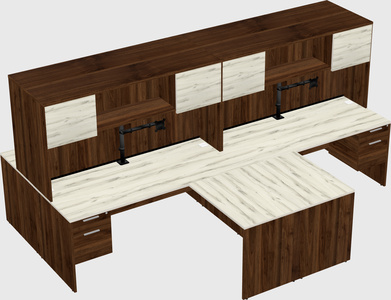 Quad l-shaped office desks