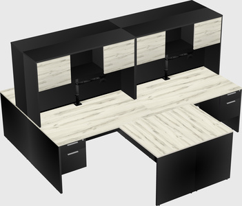 Quad l-shaped office desks