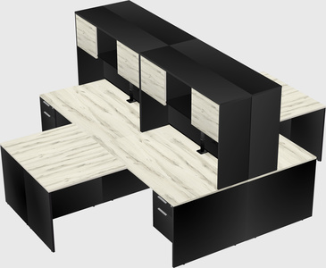 Quad l-shaped office desks