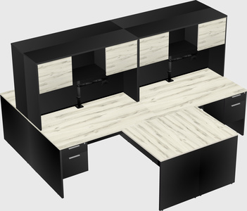 Quad l-shaped office desks