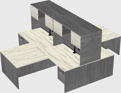 Quad l-shaped office desks