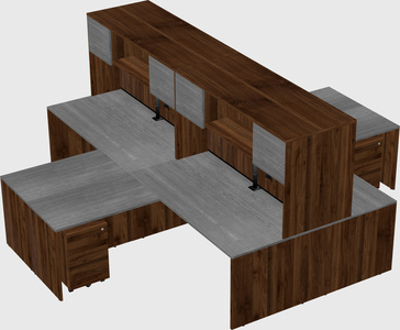 Quad l-shaped office desks