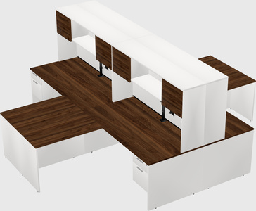 Quad l-shaped office desks