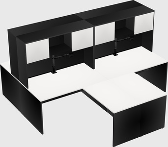 Quad l-shaped office desks