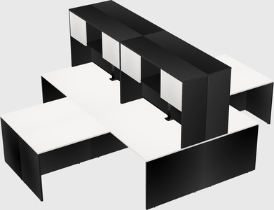 Quad l-shaped office desks