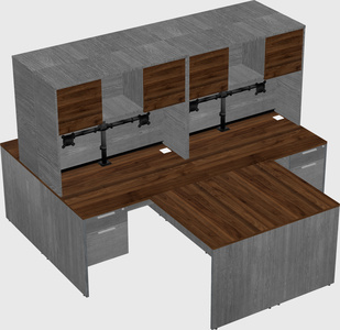 Quad l-shaped office desks