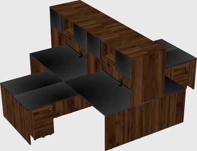 Quad l-shaped office desks