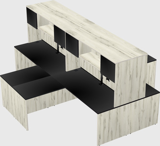 Quad l-shaped office desks