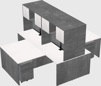 Quad l-shaped office desks