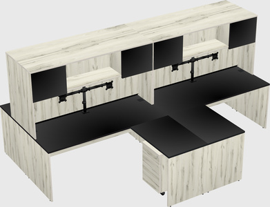 Quad l-shaped office desks