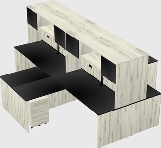 Quad l-shaped office desks