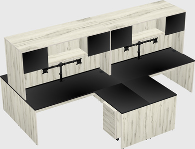 Quad l-shaped office desks
