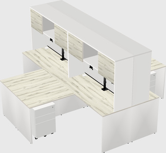 Quad l-shaped office desks