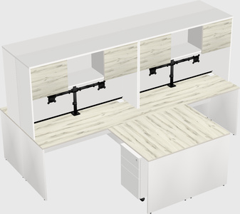 Quad l-shaped office desks
