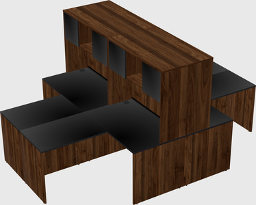 Quad l-shaped office desks